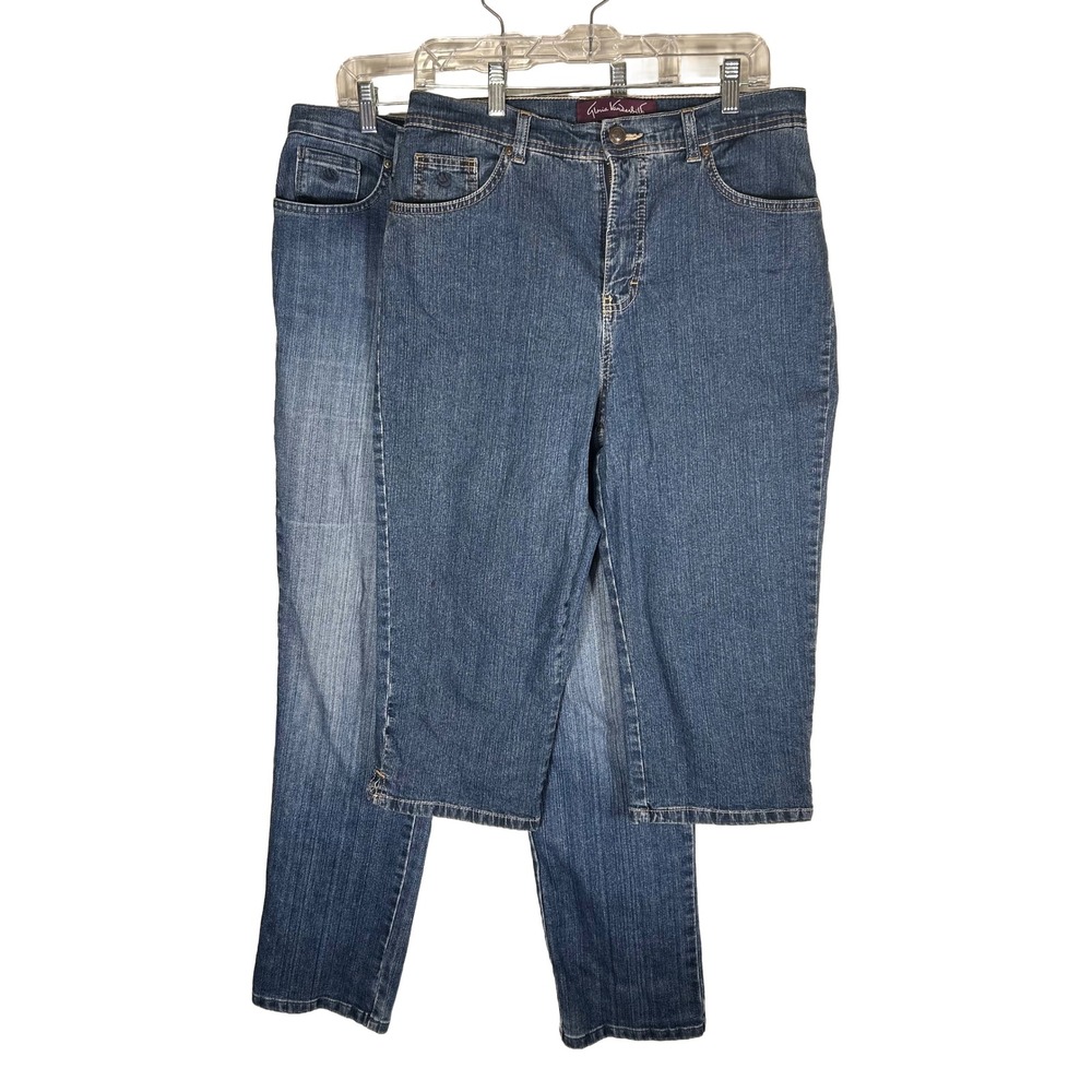 (Lot of 2) Gloria Vanderbilt Womens High‎ Rise Capris and Jeans Blue Size 10